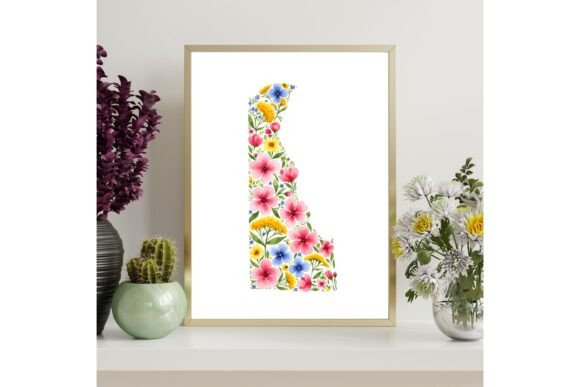 Delaware Floral State Wall Art
