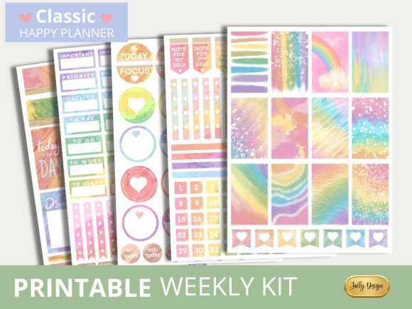 Dreamy Rainbow Happy Planner Stickers