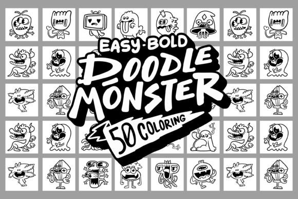 EASY BOLD DOODLE MOSTER COLORING PAGES