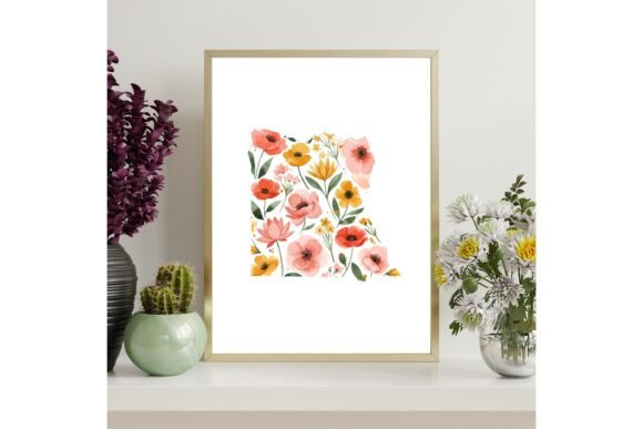 Egypt Floral Map Printable Wall Art
