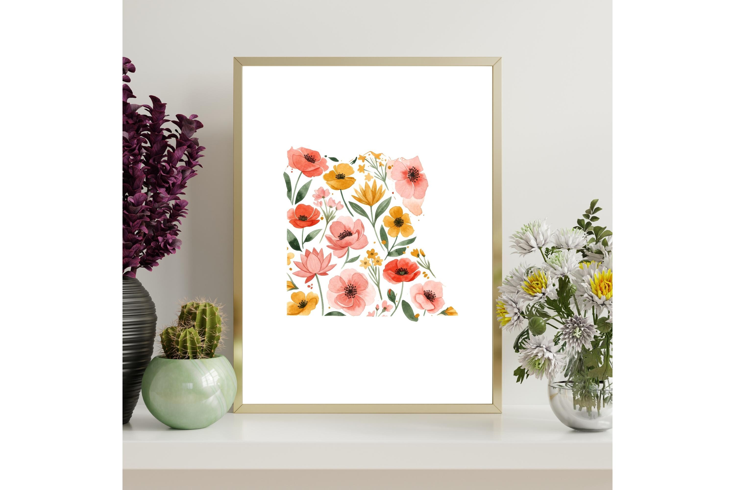 Egypt Floral Map Printable Wall Art