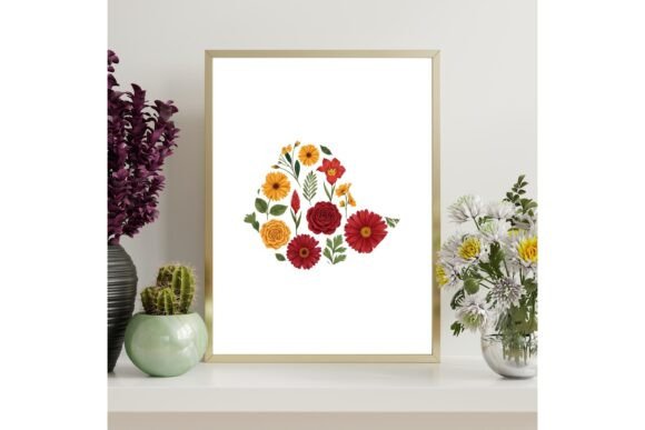 Ethiopia Map Floral Decor
