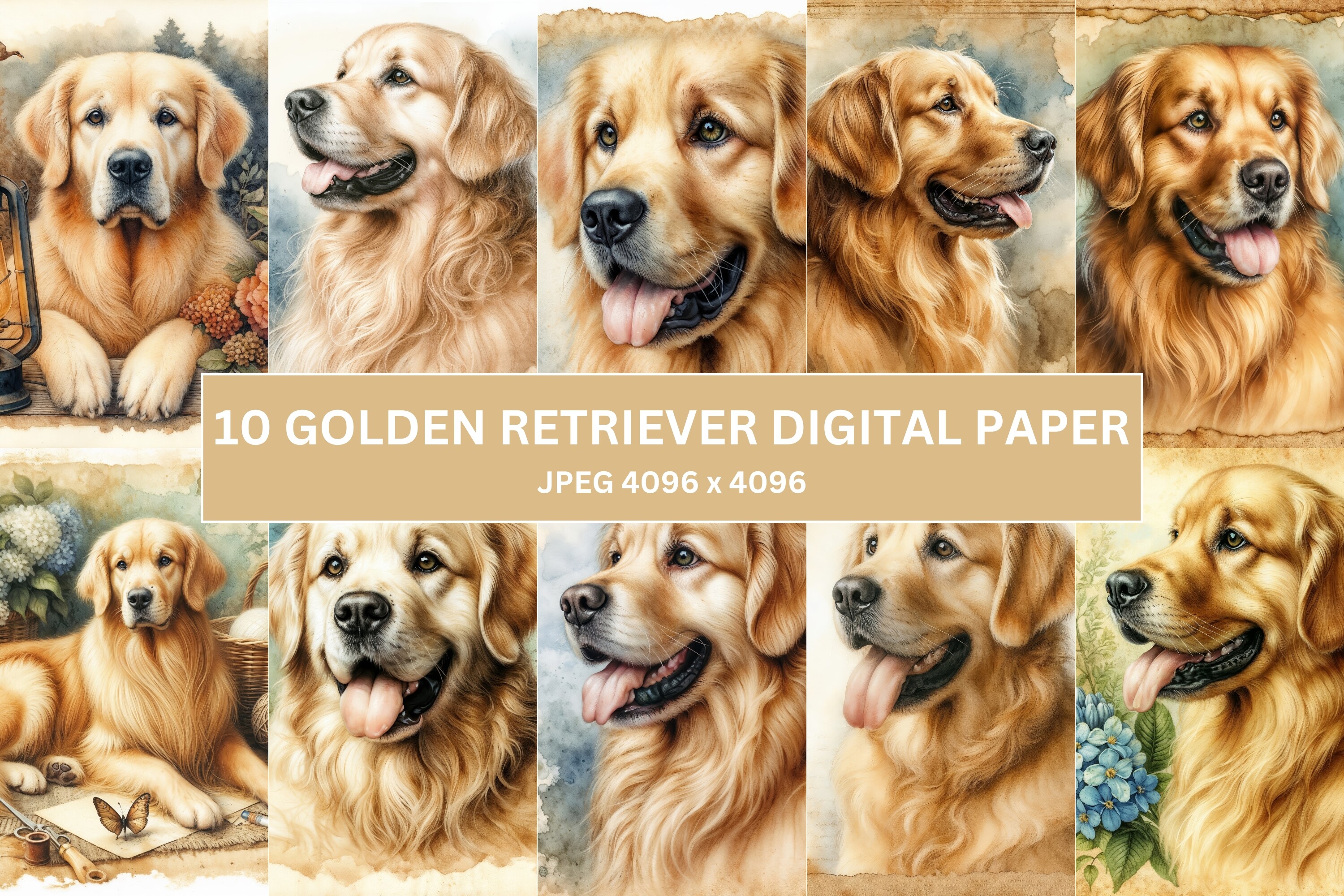 Golden Retriever Background Digital Pape