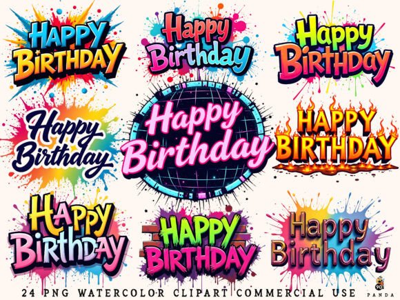 Happy Birthday Png Bundle Sublimation