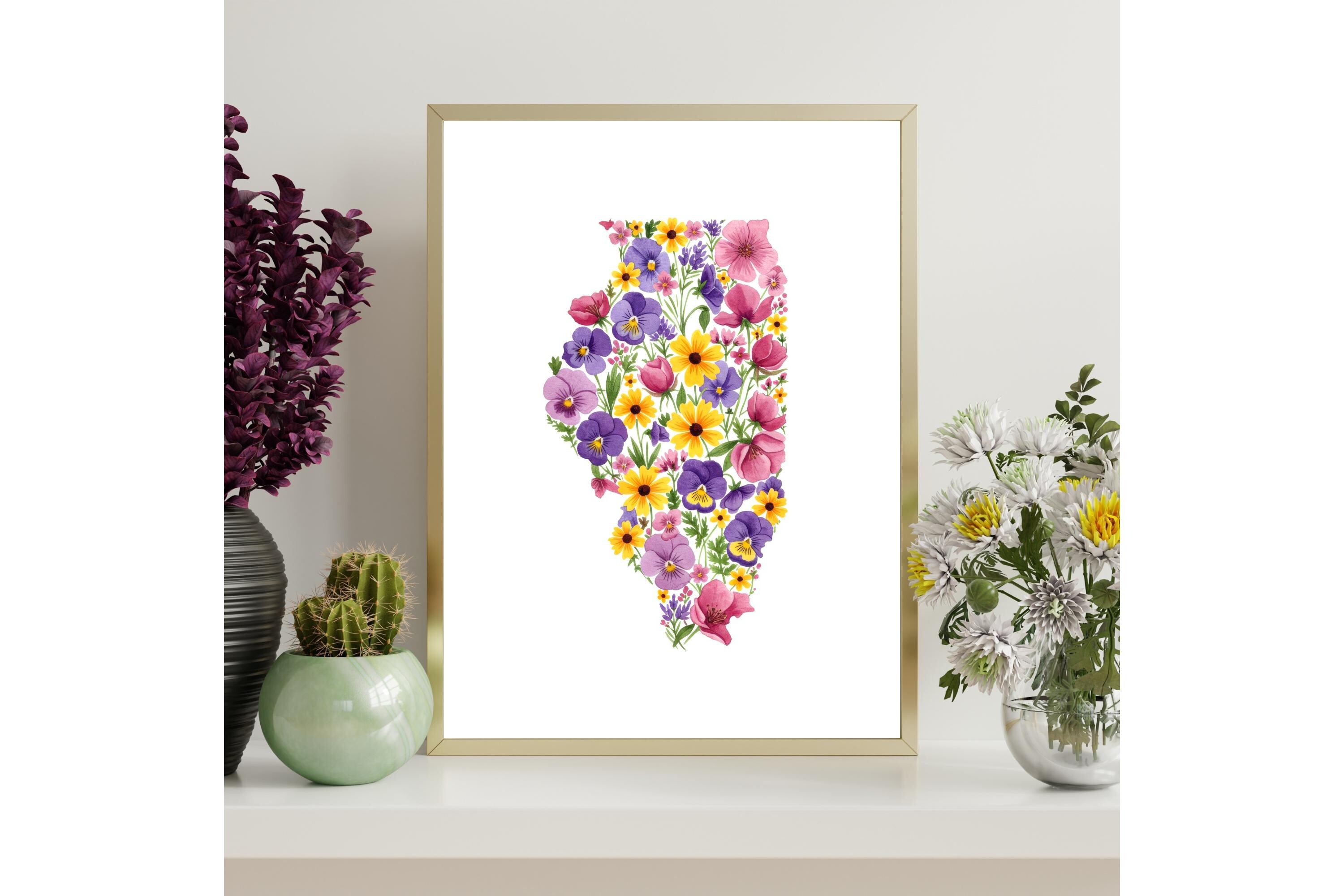 Illinois Map Printable Wall Art