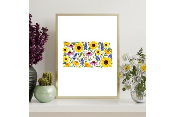 Kansas Floral Map Printable Wall Art