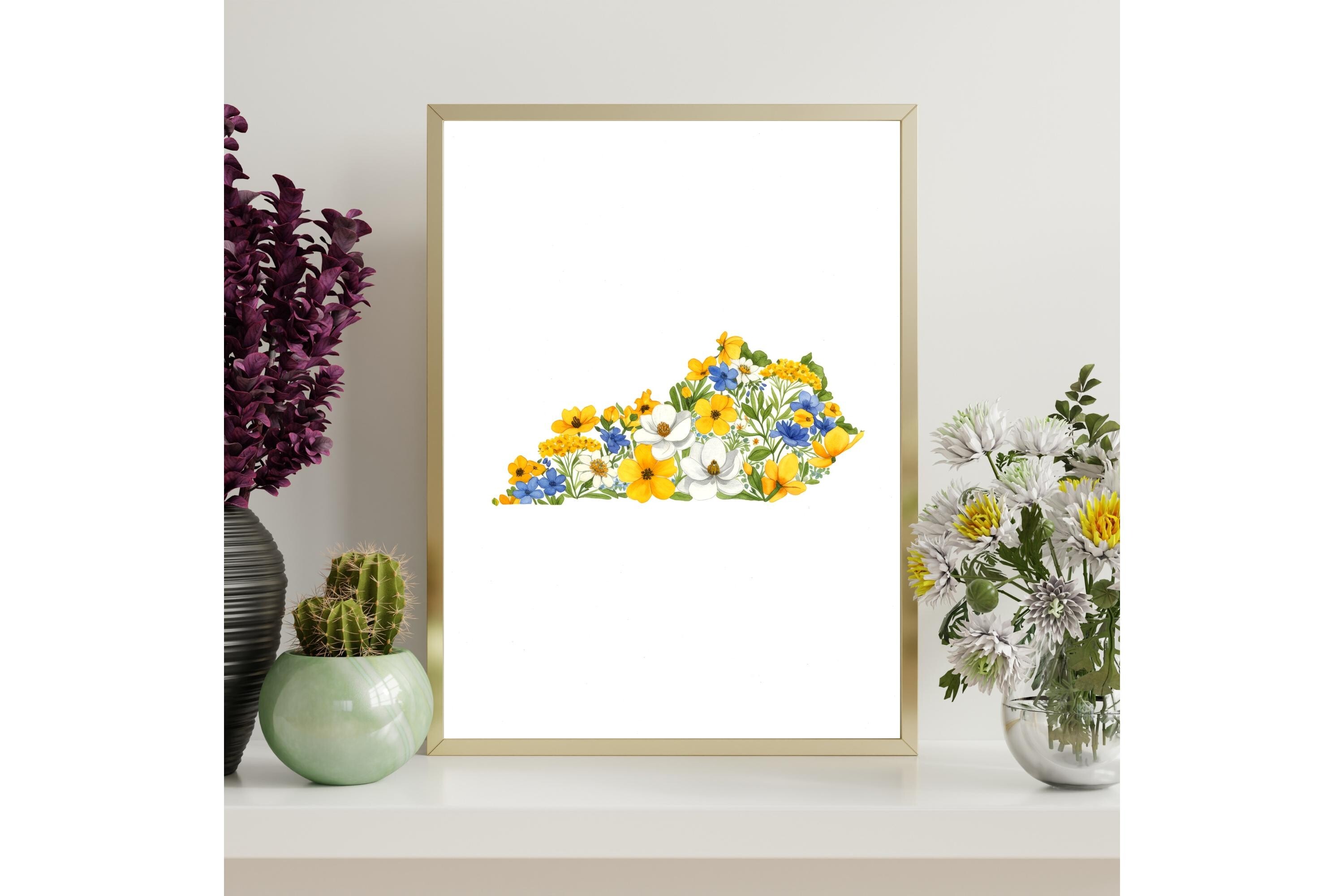 Kentucky Floral Map Printable
