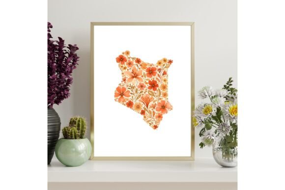 Kenya Floral Map Printable Wall Art