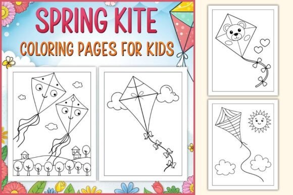 Kite-Themed Coloring Pages for Kids