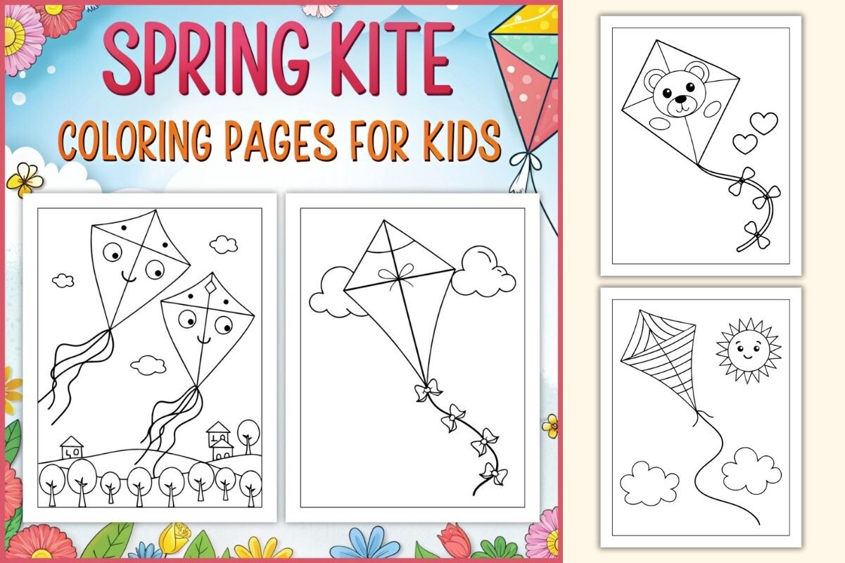 Kite-Themed Coloring Pages for Kids