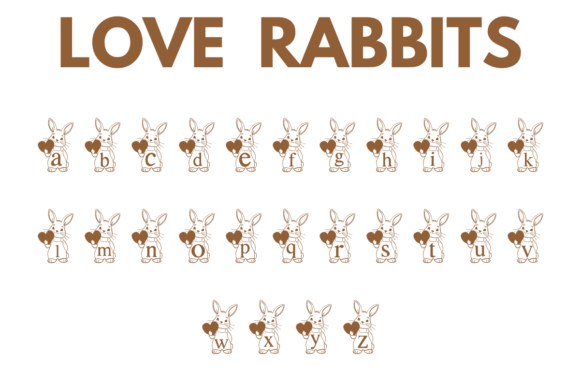 Love Rabbits Font PNG with transparent background - Preview 2