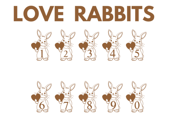 Love Rabbits Font PNG with transparent background - Preview 3