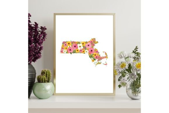 Massachusetts Floral Map Printable