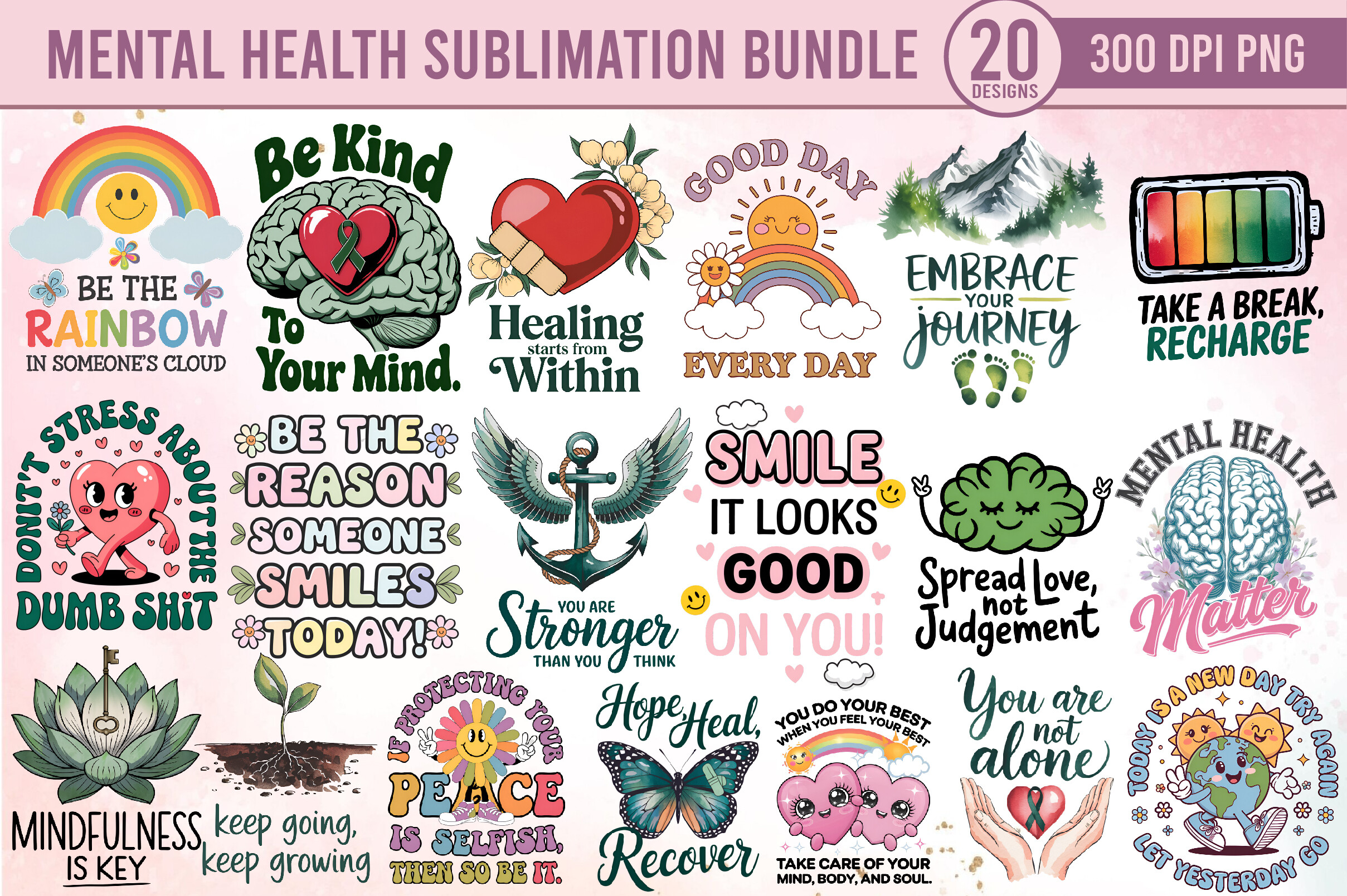 Mental Health Sublimation Bundle PNG Graphic by Art Zone · Creative Fabrica