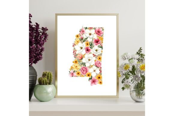Mississippi Floral Map Printable