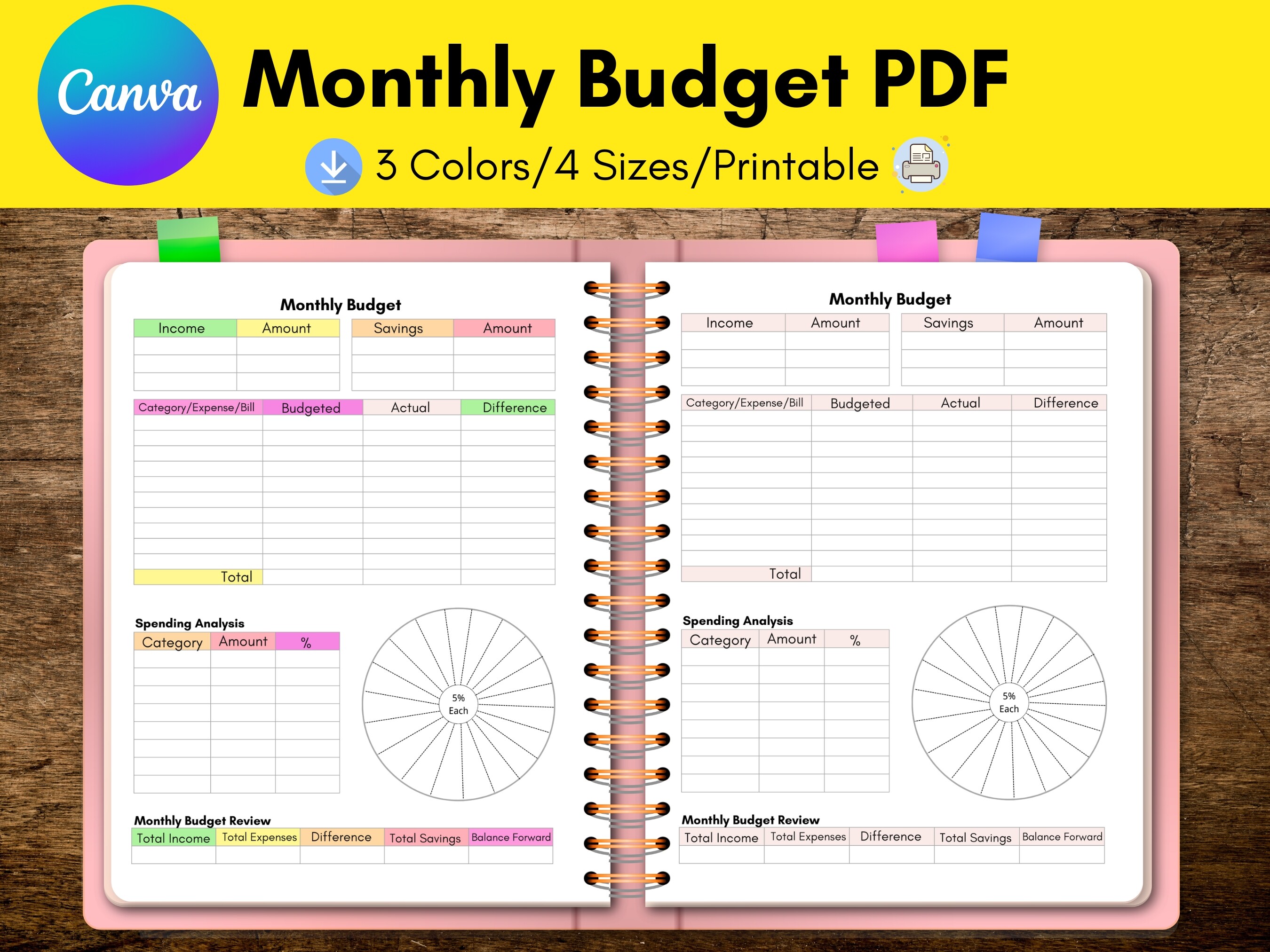 Monthly Budget Canva Template