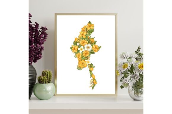 Myanmar Floral Map Printable