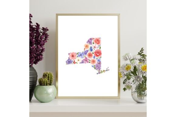 New York Floral Map Printable Wall Art