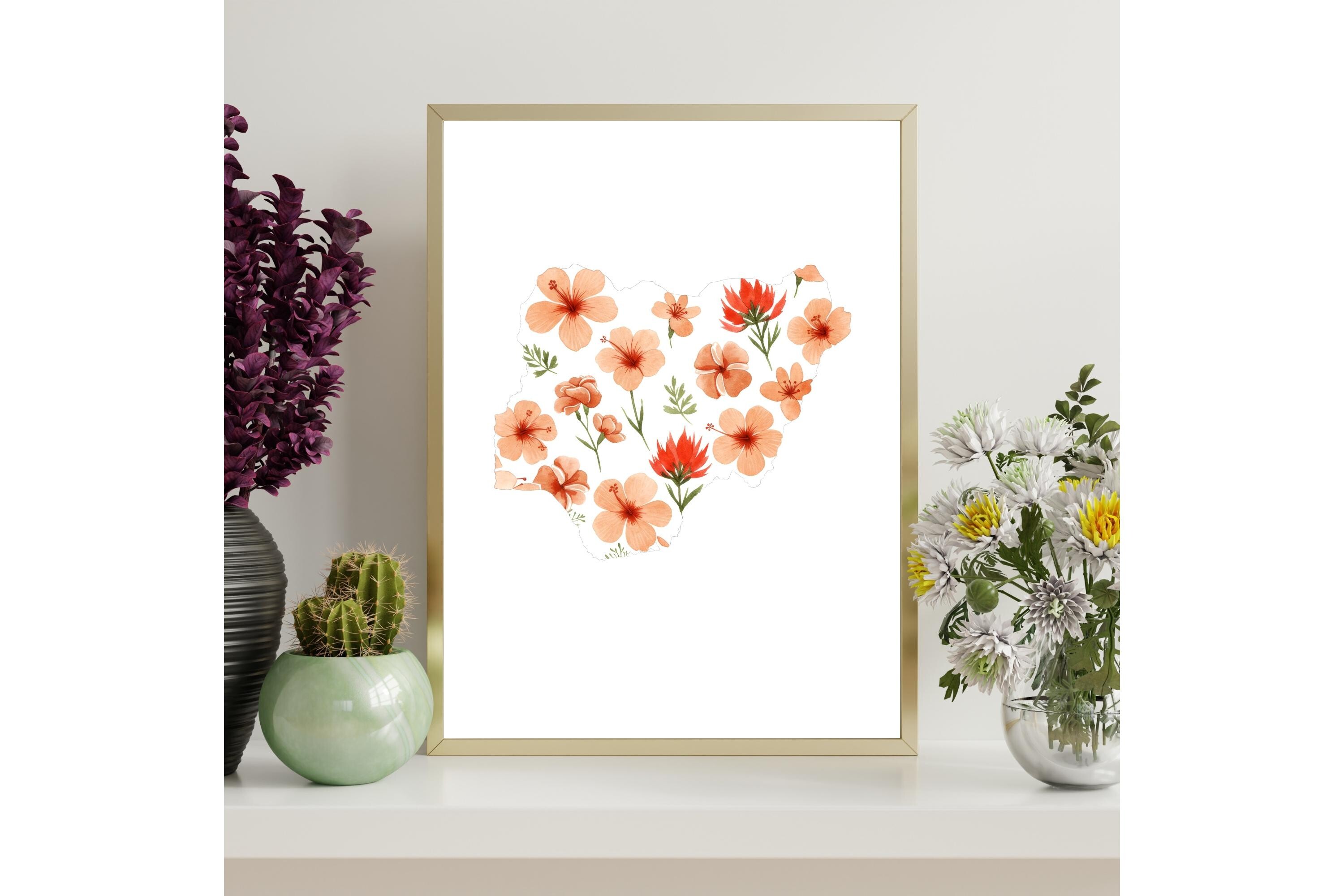 Nigeria Floral Map Printable