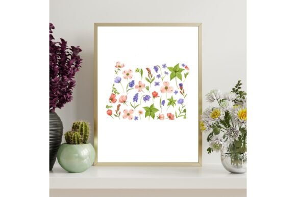 Oregon Floral Map Printable Wall Art