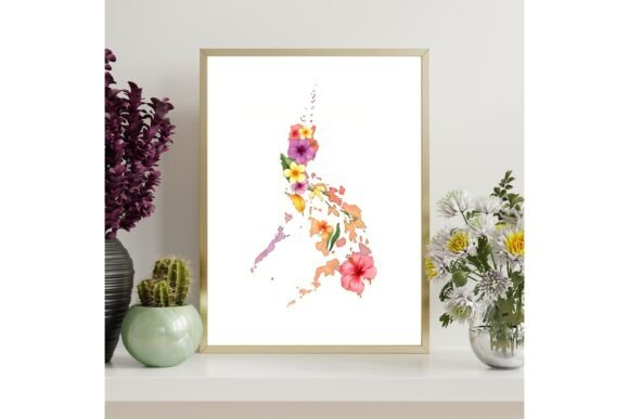 Philippines Floral Map Wall Art