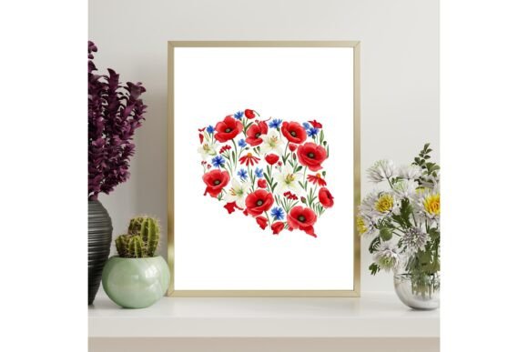 Poland Floral Map Printable Wall Art