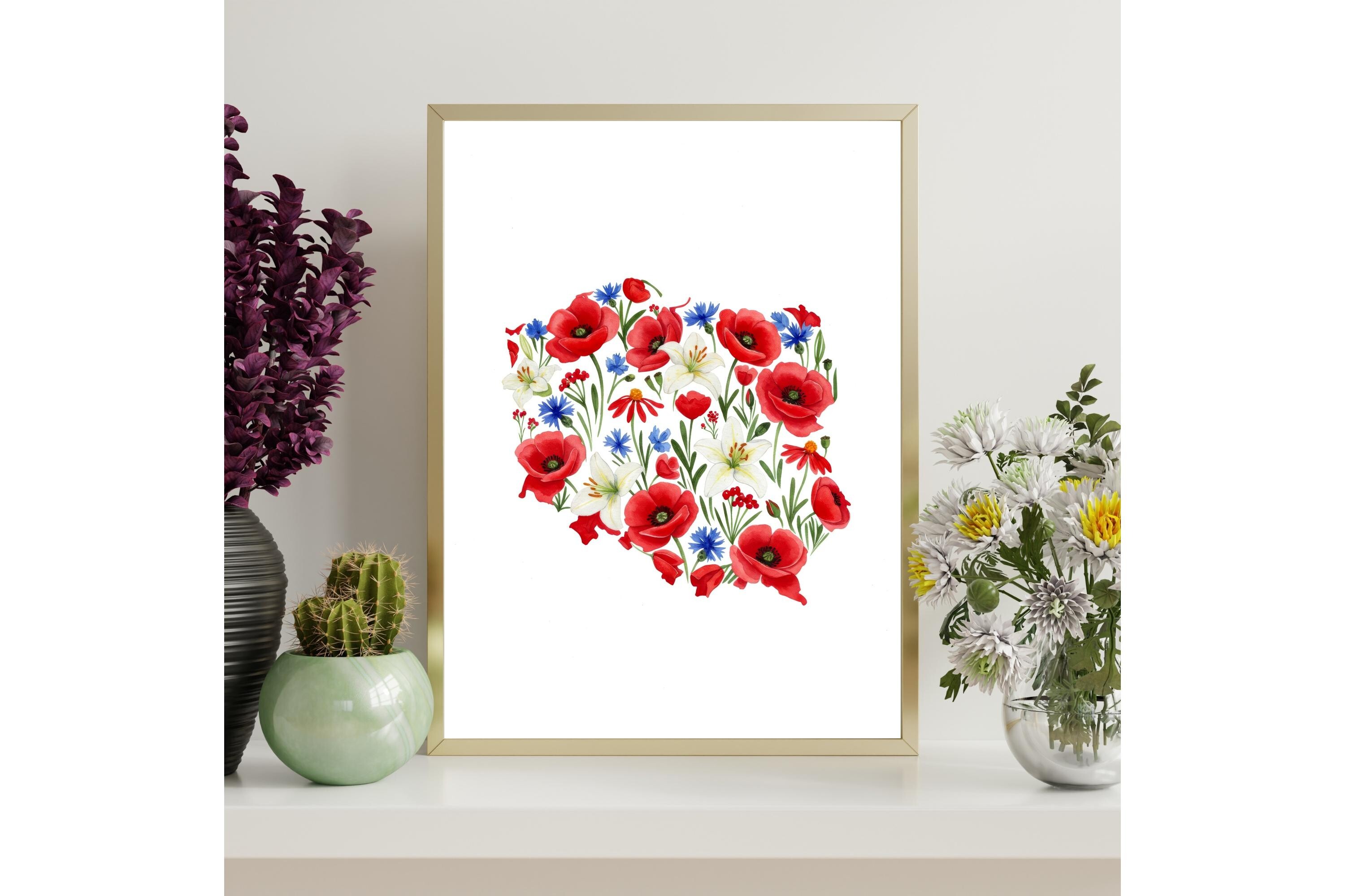 Poland Floral Map Printable Wall Art