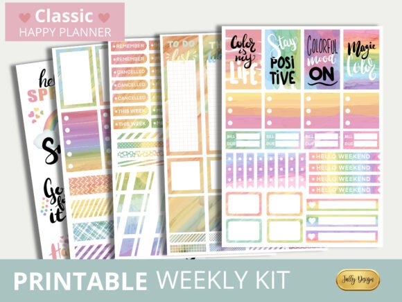 Pretty Rainbow Happy Planner Stickers