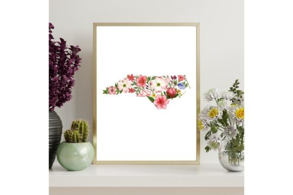 Printable North Carolina Floral Map Wall