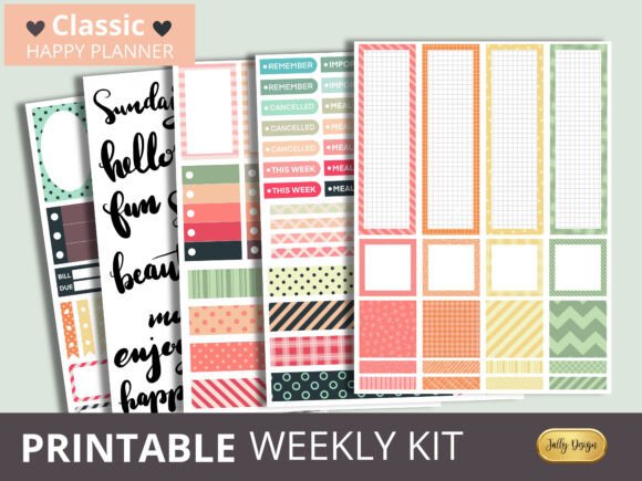 Retro Colored Happy Planner Stickers