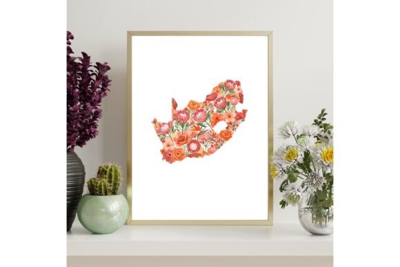 South Africa Floral Map Print