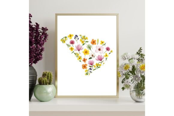 South Carolina Floral Map Printable