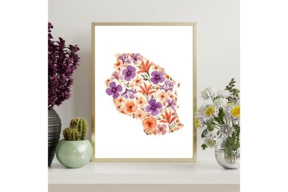 Tanzania Floral Map Printable