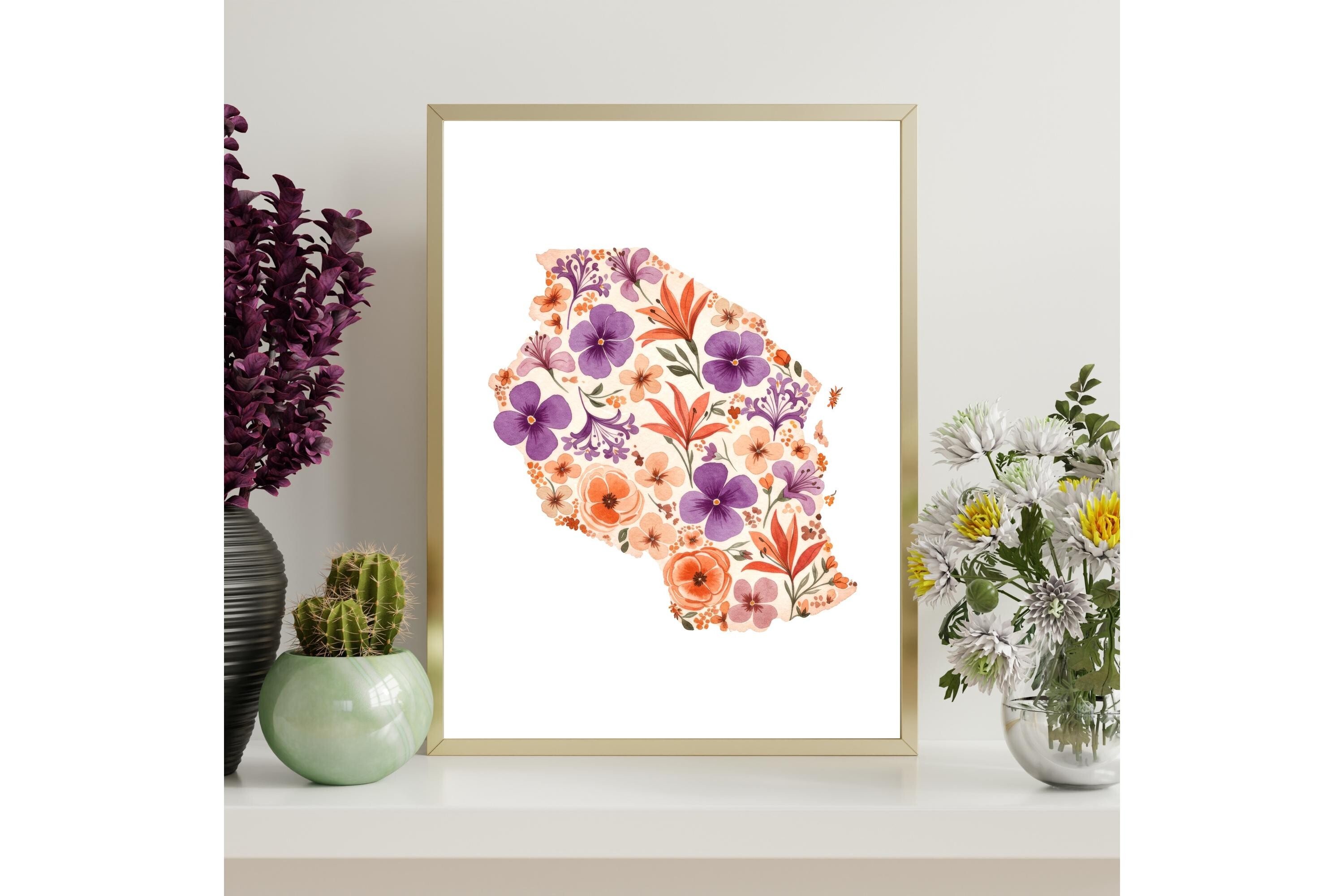 Tanzania Floral Map Printable