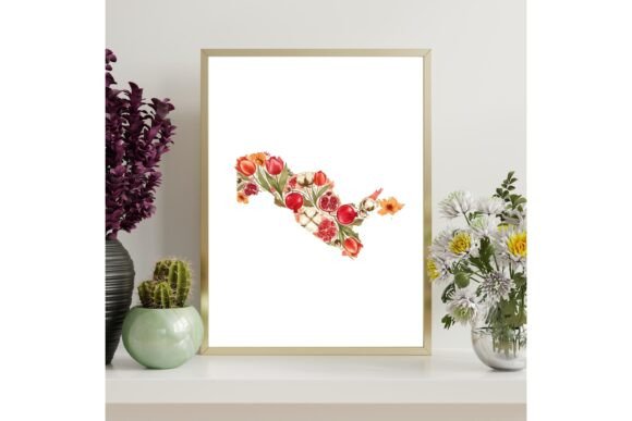 Uzbekistan Floral Map Printable