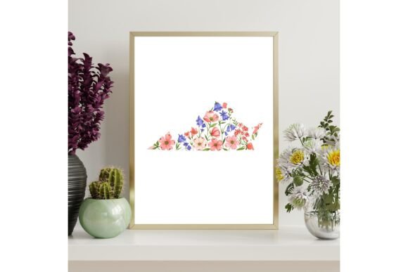 Virginia Floral Map Printable Wall Art