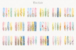 Pixie Graphics Watercolor Brush Strokes with Flowers Graphic by Pixie Lines · Creative ...