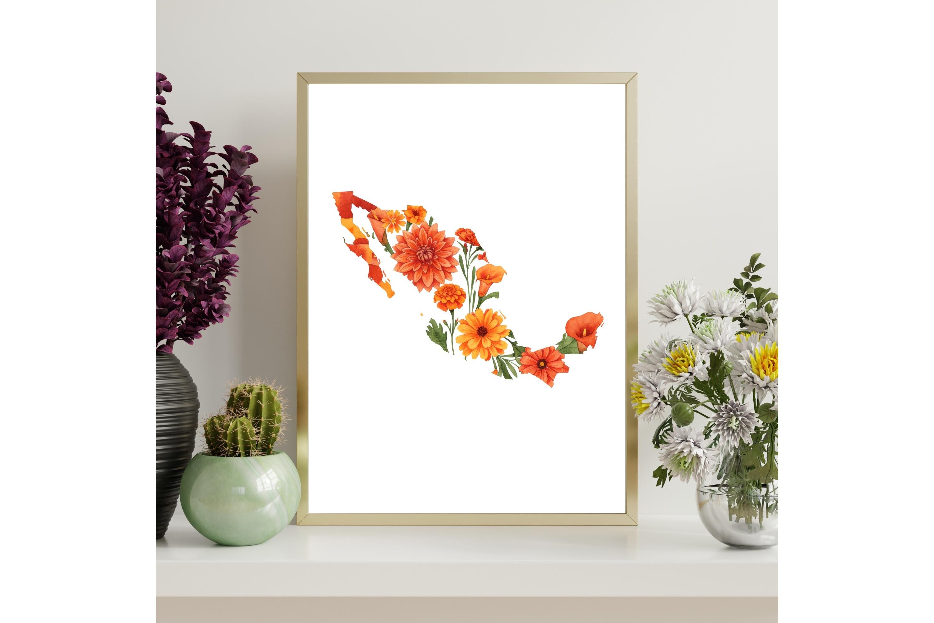 Watercolor Mexico Map Printable Art