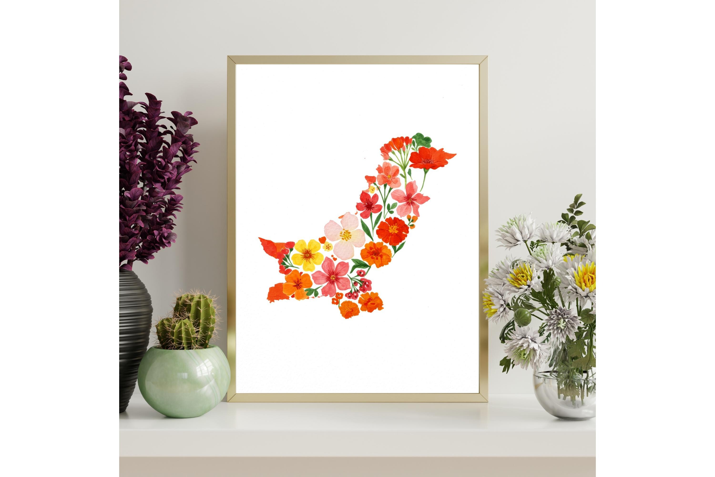 Watercolor Pakistan Map Wall Art