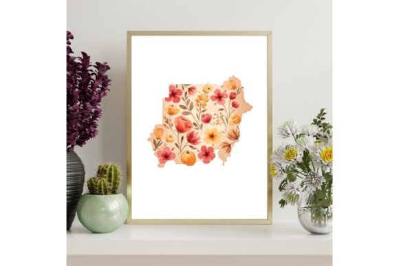 Watercolor Sudan Map Printable Art