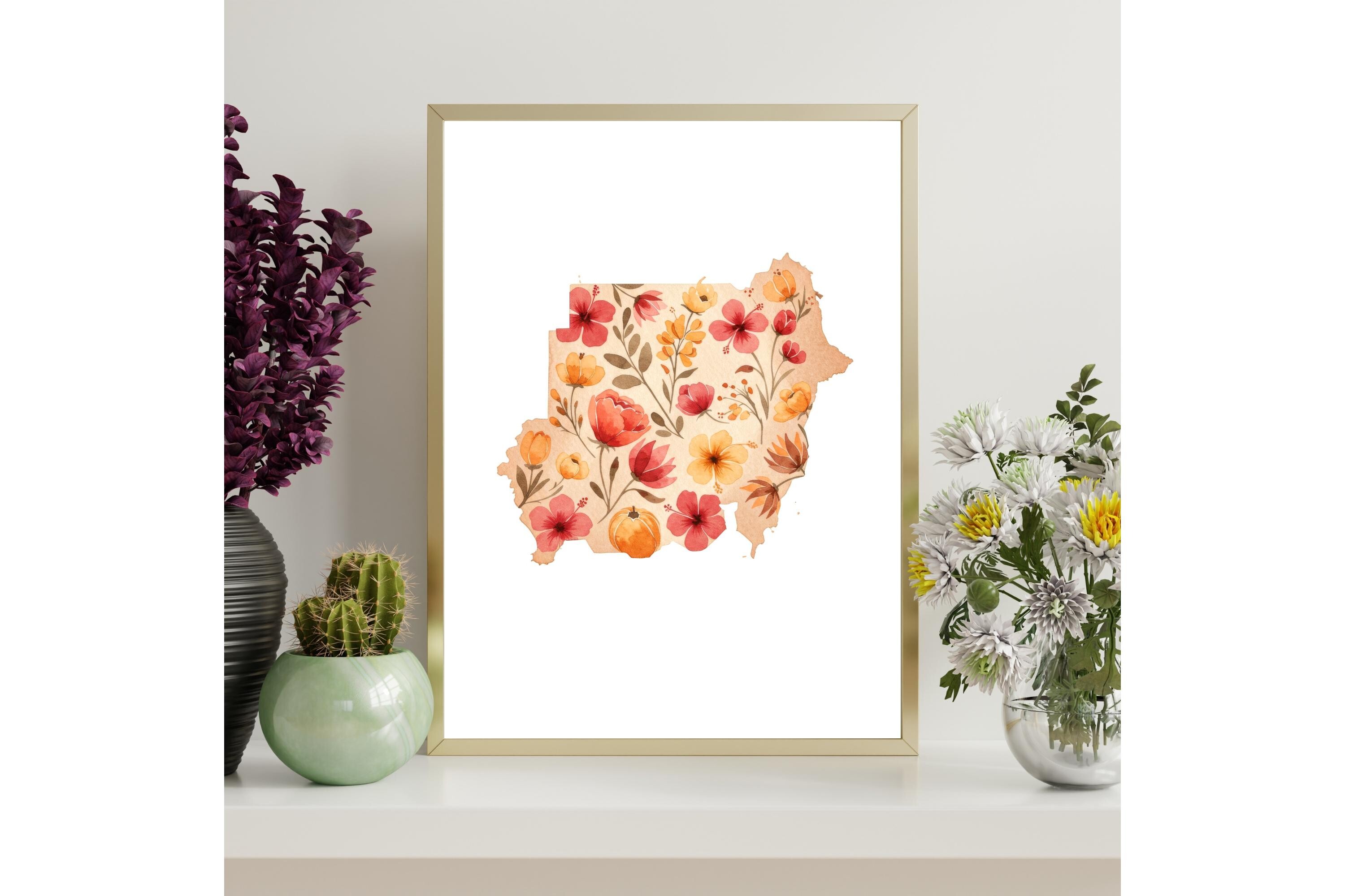 Watercolor Sudan Map Printable Art