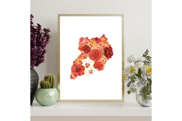 Watercolor Uganda Map Printable Art