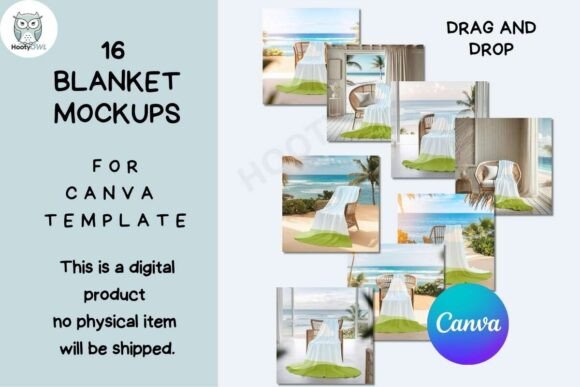 16 Blanket Mockup Bundle - Canva Mockup