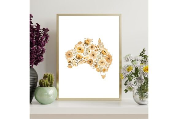 Australia Floral Map Printable Wall Art