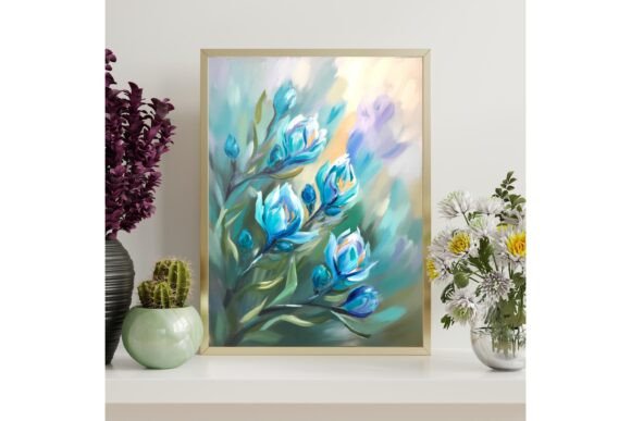 Blue Puya Flower Printable Wall Art