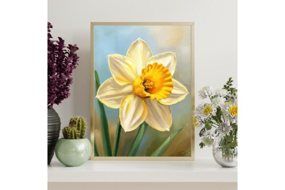 Daffodil Oil Painting Printable Wall Art