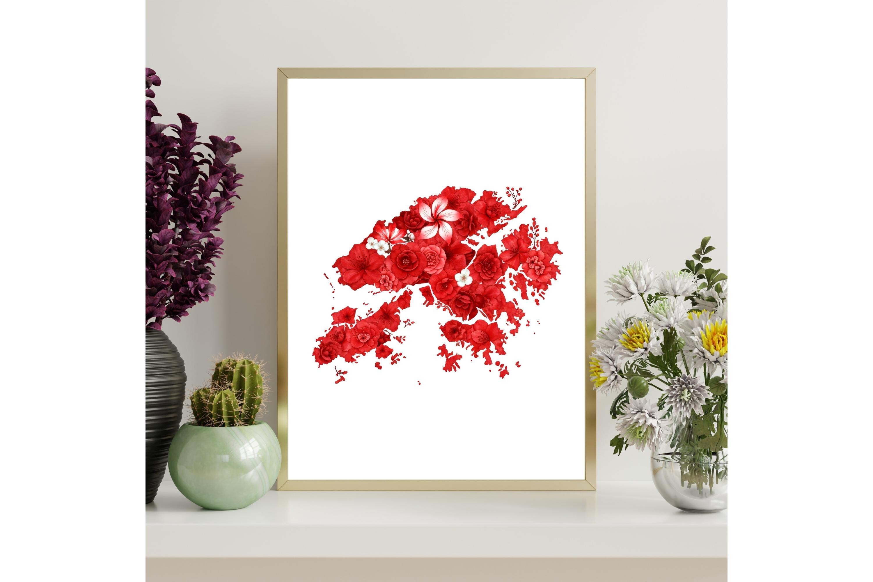 Hong Kong Map Outline Printable Wall Art