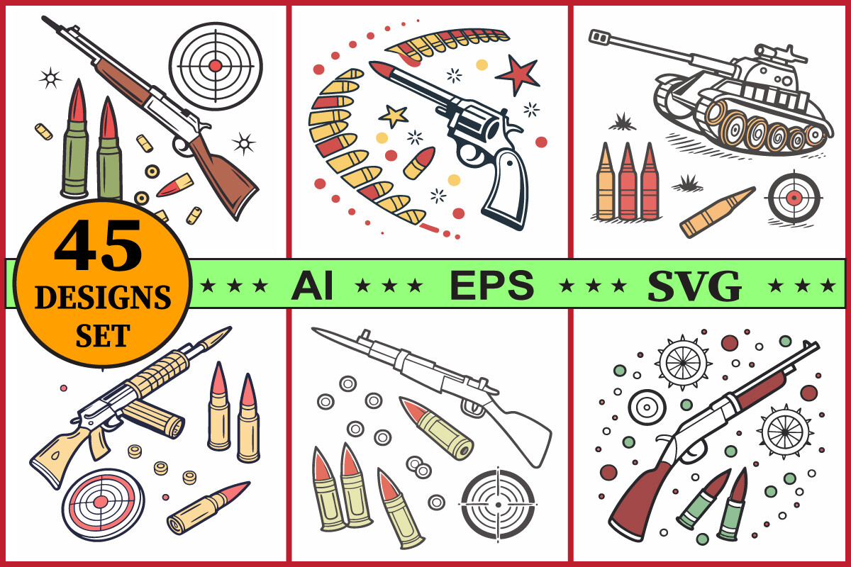 Military Weapons Vector Clipart Set Graphic by rangita store · Creative ...