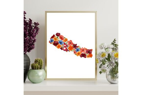 Nepal Floral Map Printable Wall Art