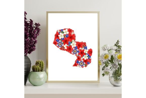 Paraguay Map Outline Printable Wall Art